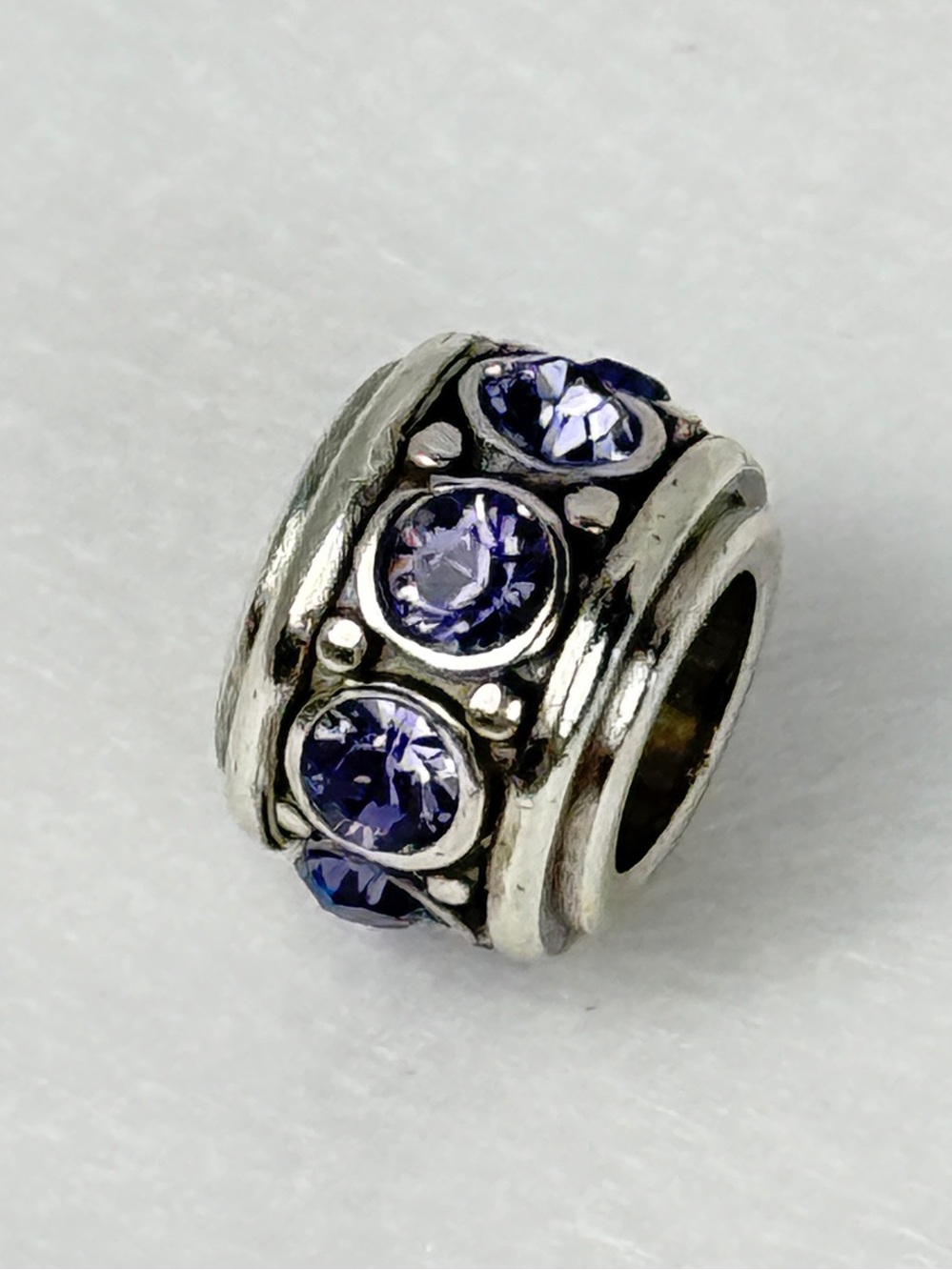 Brighton Glam Spacer Charm Purple Swarovski Crystals Silver Plated